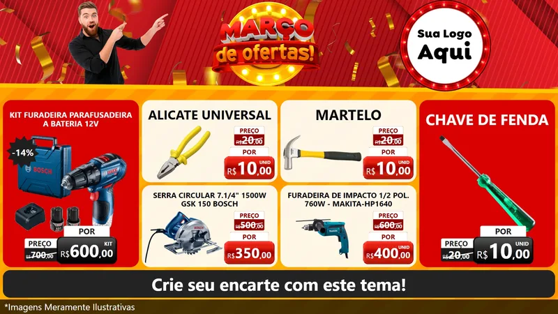 Modelo de TV para TV Horizontal com o tema Março de Ofertas! para Maquinas e Ferramentas