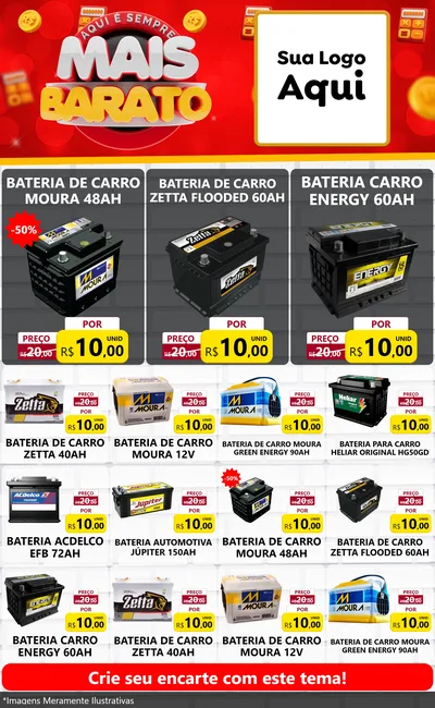 Modelo de Encarte para Encarte Grande com o tema Mais Barato para Baterias Elétricas
