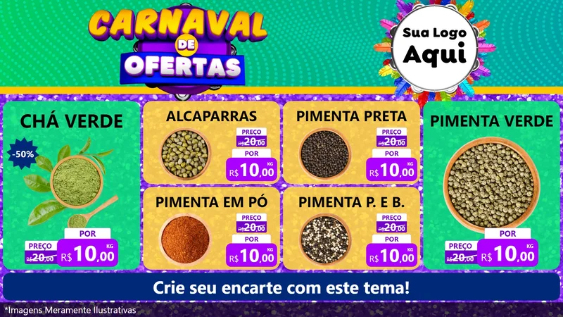 Modelo de TV para TV Horizontal com o tema Carnaval de Ofertas para Produtos Naturais