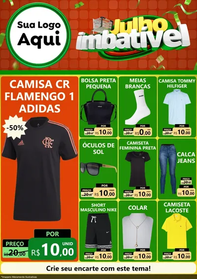 Modelo de Encarte para Encarte A4 Vertical com o tema Julho Imbatível para Roupas e acessórios