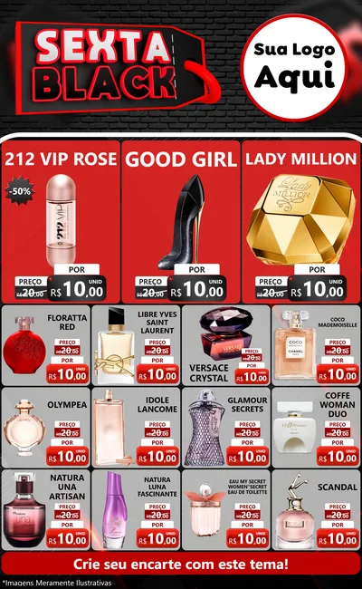 Modelo de Encarte para Encarte Grande com o tema Sexta Black para Perfumes