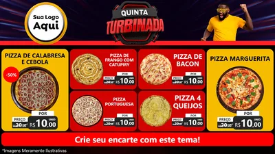 Modelo de TV para TV Horizontal com o tema Quinta Turbinada para Pizzaria