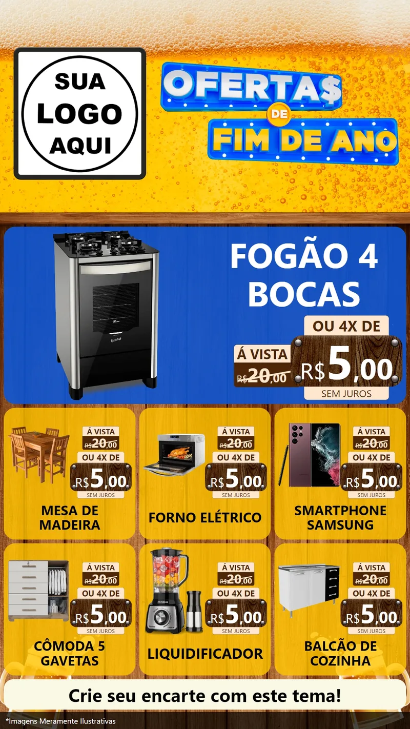 Modelo de Rede Social para Stories com o tema Ofertas de Fim de Ano para Móveis e Eletro