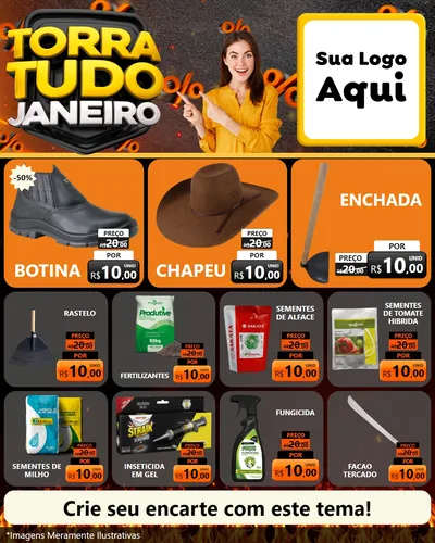 Modelo de Rede Social para Feed Instagram com o tema Torra Tudo Janeiro para Agropecuária