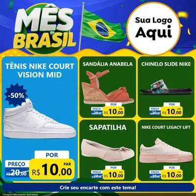 Modelo de Rede Social para Feed Facebook com o tema Mês do Brasil para Calçados