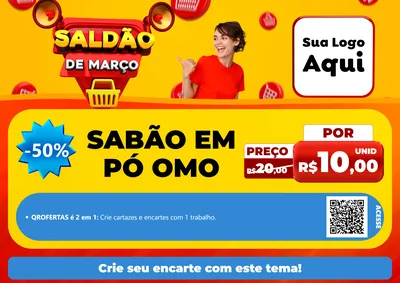Modelo de Cartaz para Cartaz A4 Horizontal com o tema Saldão de Março para Produtos de Limpeza