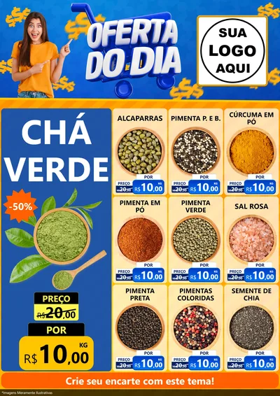 Modelo de Encarte para Encarte A4 Vertical com o tema Oferta do Dia para Produtos Naturais