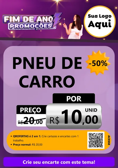 Modelo de Cartaz para Cartaz A4 Vertical com o tema Fim de Ano Promoções para Auto peças