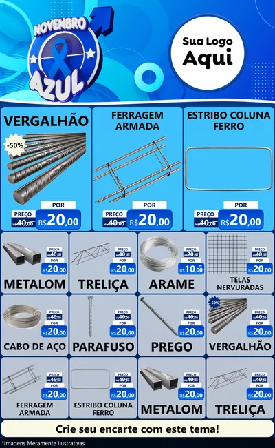 Modelo de Encarte para Encarte Grande com o tema Novembro Azul para Ferragens