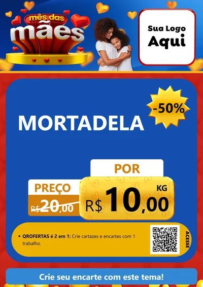 Modelo de Cartaz para Cartaz A4 Vertical com o tema Mês das Mães para Frios e Laticínios