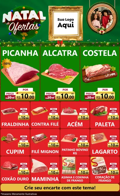 Modelo de Encarte para Encarte Grande com o tema Natal de Ofertas para Açougue