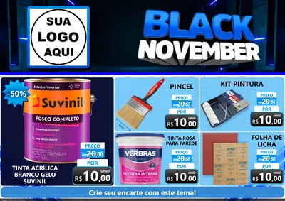 Modelo de Encarte para Encarte A4 Horizontal com o tema Black November para Tintas e Ferramentas
