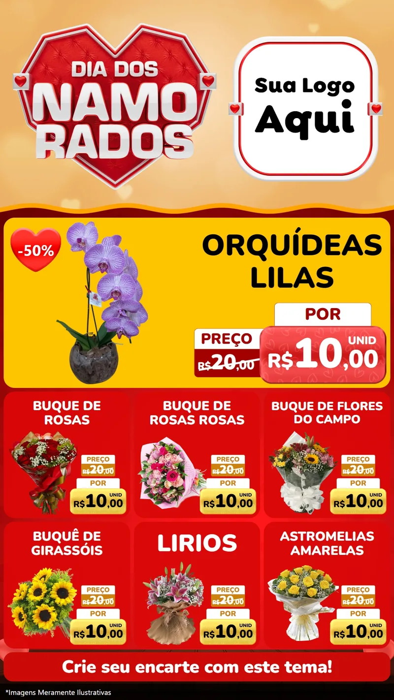 Modelo de Rede Social para Stories com o tema Dia dos Namorados para Floricultura e jardim