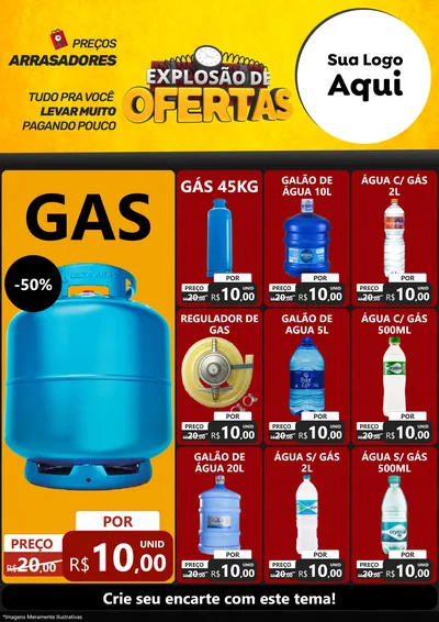 Modelo de Encarte para Encarte A4 Vertical com o tema Explosão de Ofertas para Água e gás