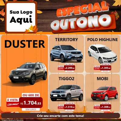 Modelo de Rede Social para Feed Facebook com o tema Especial Outono para Concessionaria de Carros