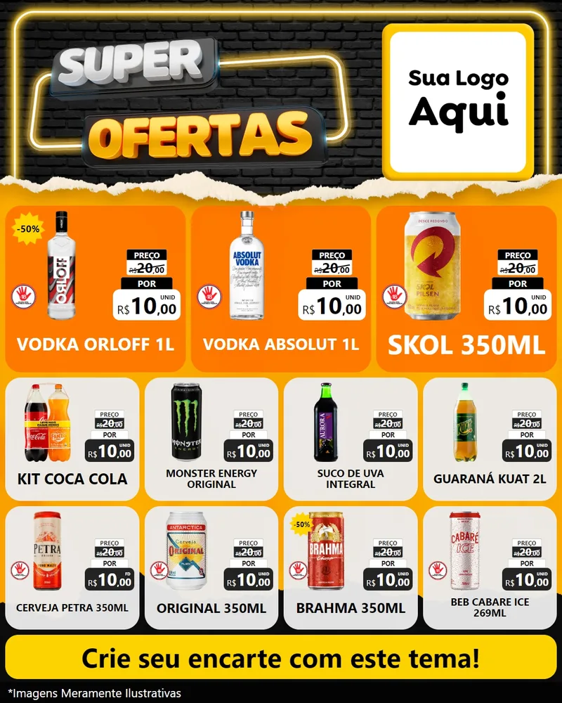 Modelo de Rede Social para Feed Instagram com o tema Super Ofertas para Distribuidora de bebidas