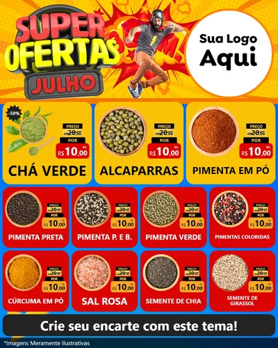 Modelo de Rede Social para Feed Instagram com o tema Super Ofertas Julho para Produtos Naturais
