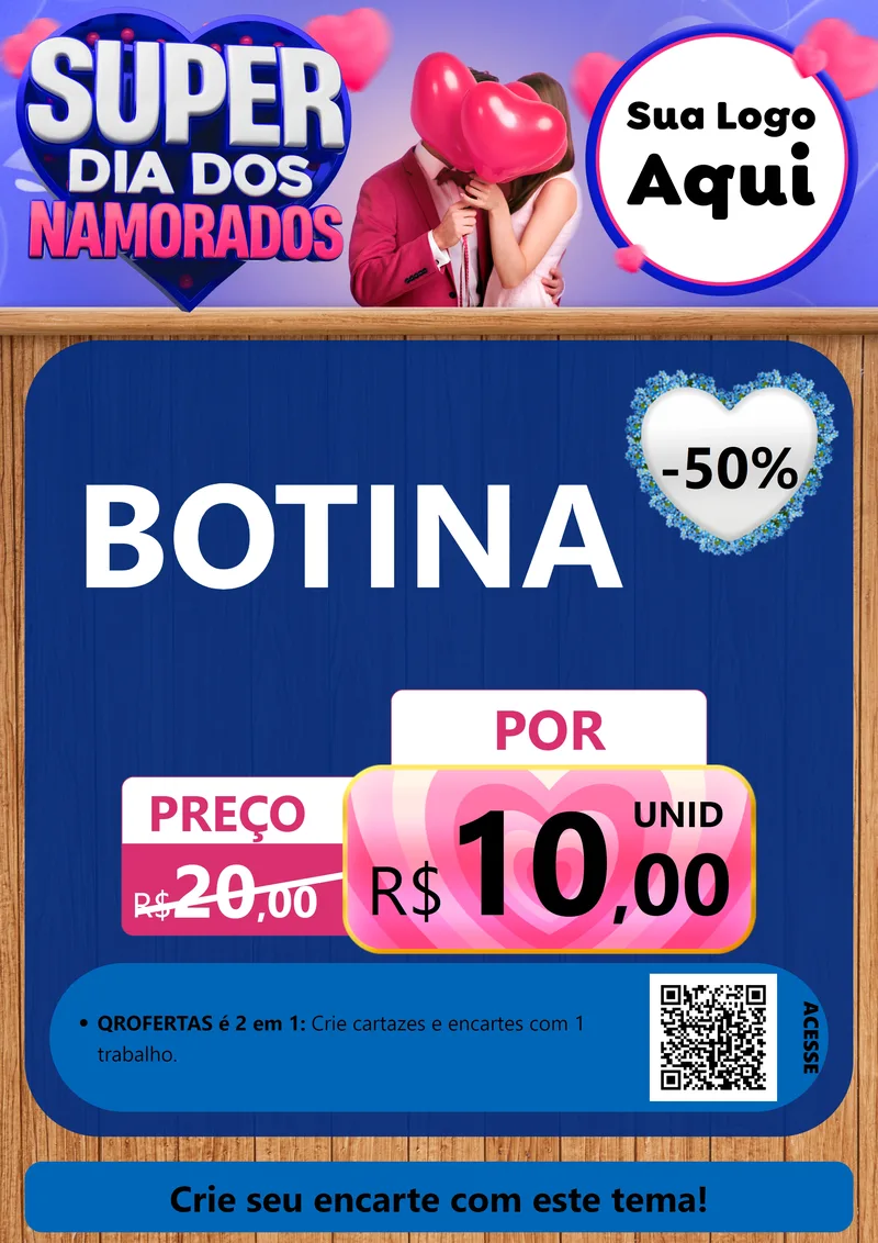 Modelo de Cartaz para Cartaz A4 Vertical com o tema Super Dia dos Namorados para Agropecuária