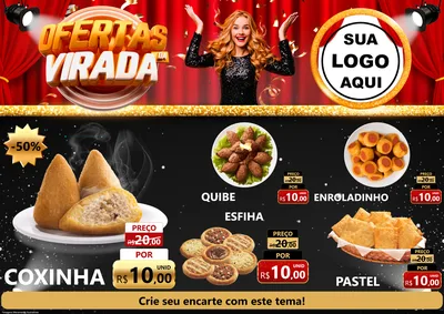 Modelo de Encarte para Encarte A4 Horizontal com o tema Ofertas da Virada para Salgadaria