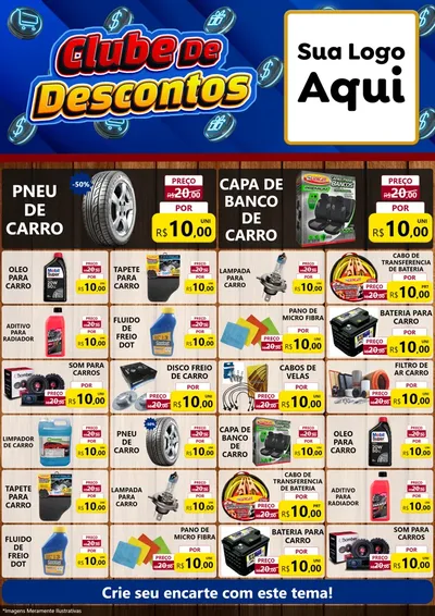 Modelo de Encarte para Encarte A4 Vertical com o tema Clube de Descontos para Auto peças