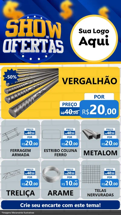 Modelo de Rede Social para Stories com o tema Show de Ofertas para Ferragens