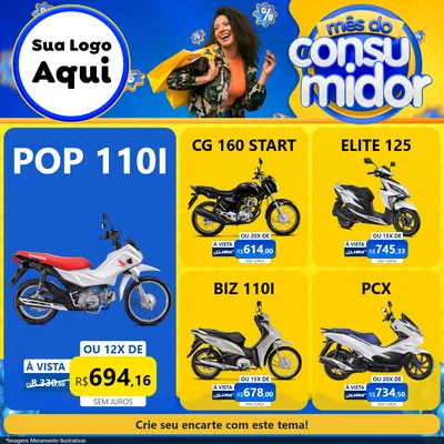 Modelo de Rede Social para Feed Facebook com o tema Mês do Consumidor para Concessionaria de Motos