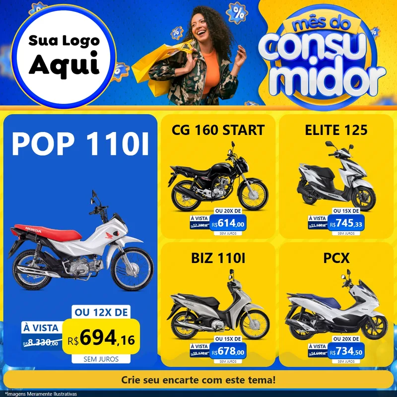 Modelo de Rede Social para Feed Facebook com o tema Mês do Consumidor para Concessionaria de Motos