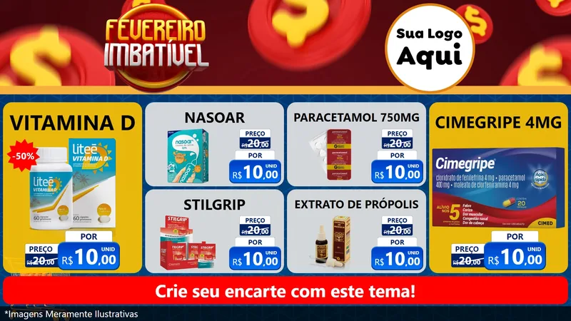 Modelo de TV para TV Horizontal com o tema Fevereiro Imbatível para Farmácia