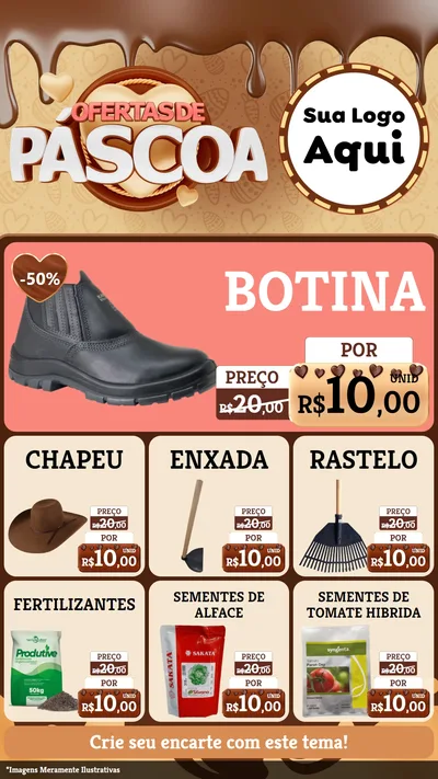 Modelo de Rede Social para Stories com o tema Ofertas de Páscoa para Agropecuária