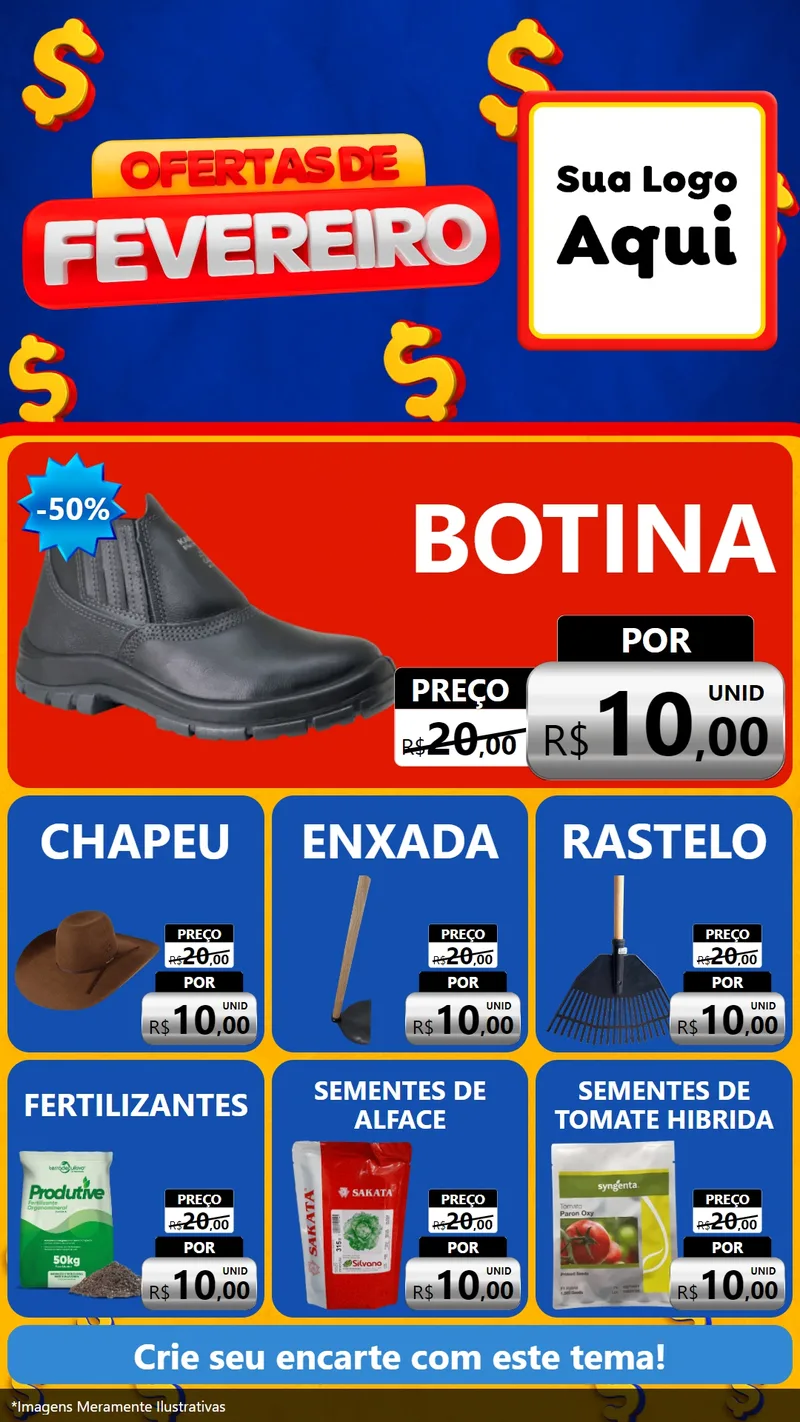 Modelo de Rede Social para Stories com o tema Ofertas de Fevereiro para Agropecuária