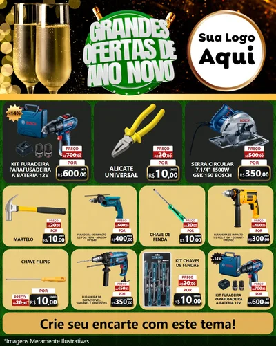 Modelo de Rede Social para Feed Instagram com o tema Grandes Ofertas de Ano Novo para Maquinas e Ferramentas