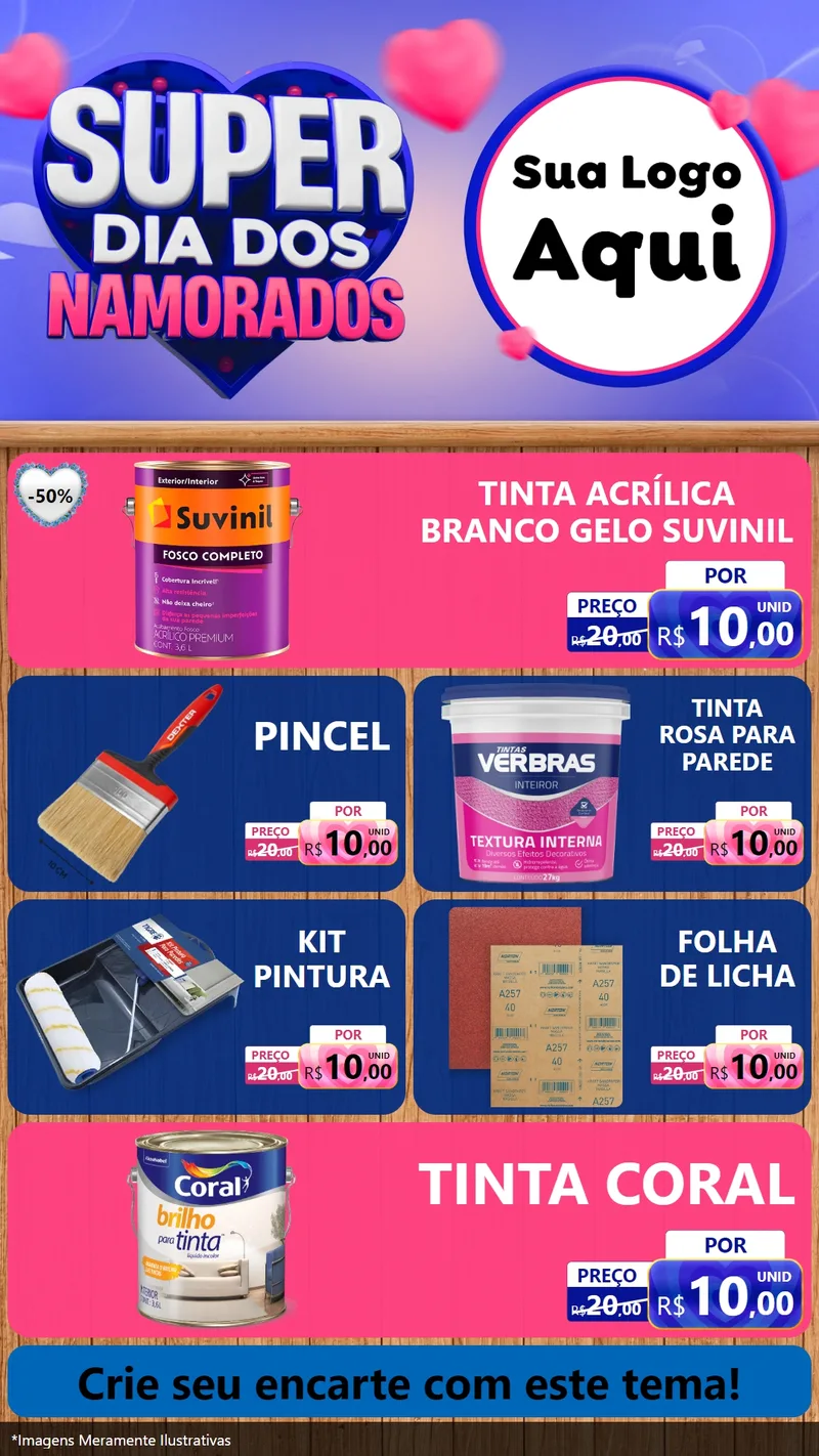 Modelo de TV para TV Vertical com o tema Super Dia dos Namorados para Tintas e Ferramentas