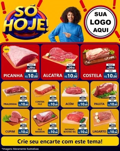 Modelo de Rede Social para Feed Instagram com o tema Só Hoje! para Açougue