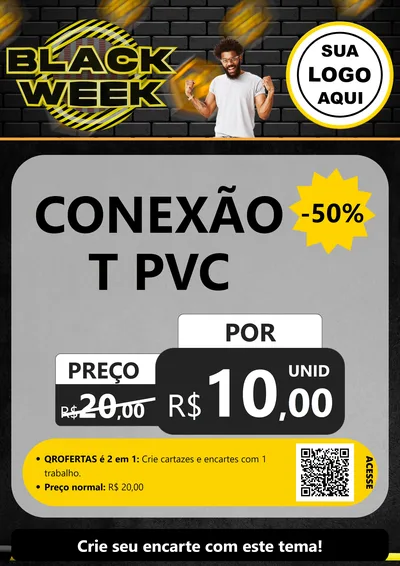 Modelo de Cartaz para Cartaz A4 Vertical com o tema Black Week para Tubos e conexões