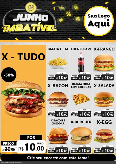 Modelo de Encarte para Encarte A4 Vertical com o tema Junho Imbatível para Hamburgueria