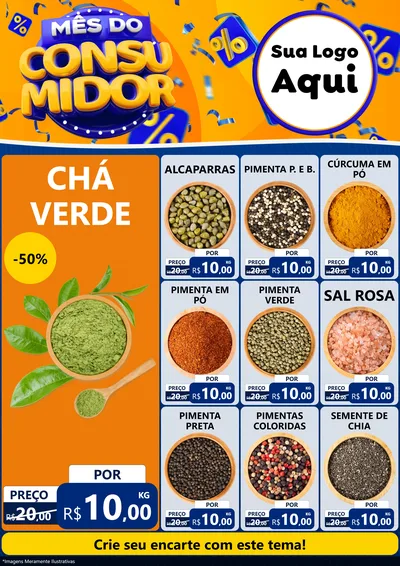 Modelo de Encarte para Encarte A4 Vertical com o tema Mês do Consumidor para Produtos Naturais