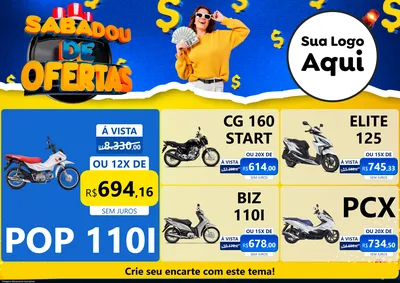 Modelo de Encarte para Encarte A4 Horizontal com o tema Sabadou de Ofertas para Concessionaria de Motos