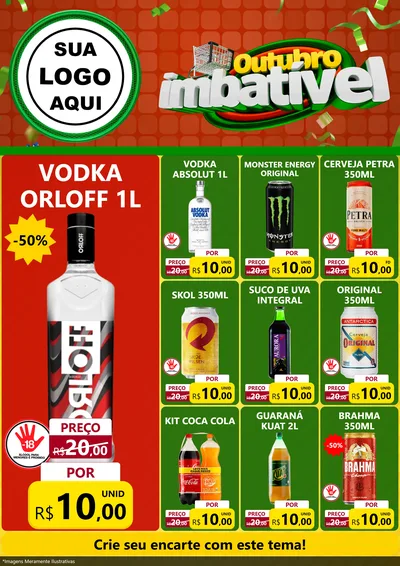 Modelo de Encarte para Encarte A4 Vertical com o tema Outubro Imbatível para Distribuidora de bebidas