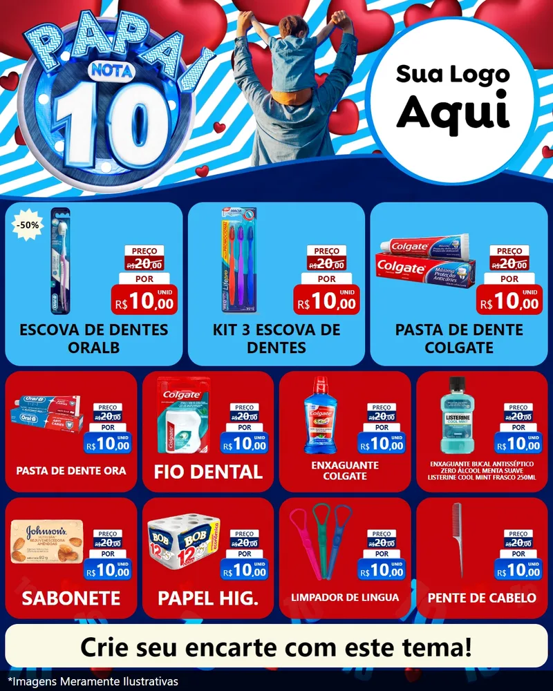 Modelo de Rede Social para Feed Instagram com o tema Papai Nota 10 para Higiene Pessoal