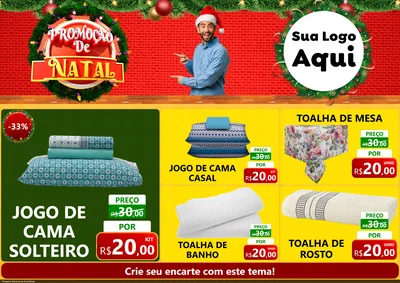 Modelo de Encarte para Encarte A4 Horizontal com o tema Promoção de Natal para Cama, Mesa e Banho
