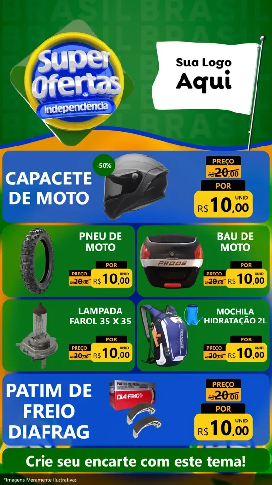 Modelo de TV para TV Vertical com o tema Super Ofertas de Independência para Moto peças