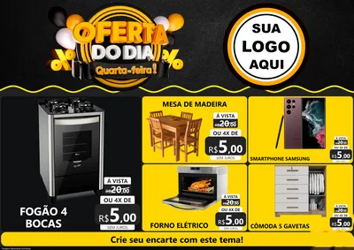 Modelo de Encarte para Encarte A4 Horizontal com o tema Oferta do Dia - Quarta Feira! para Móveis e Eletro
