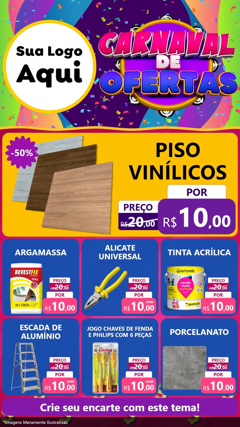 Modelo de Rede Social para Stories com o tema Carnaval de Ofertas para Material para Construção