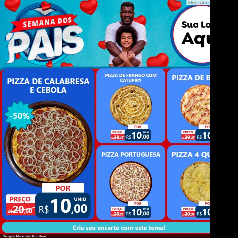 Modelo de Rede Social para Feed Facebook com o tema Semana Dos Pais para Pizzaria