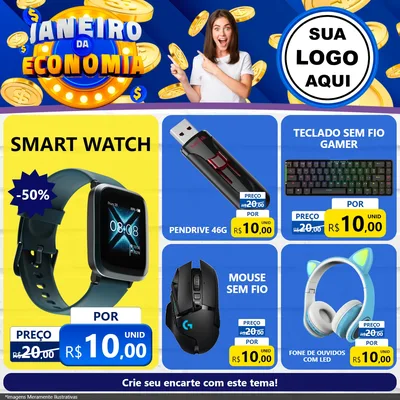 Modelo de Rede Social para Feed Facebook com o tema Janeiro da Economia para Informática