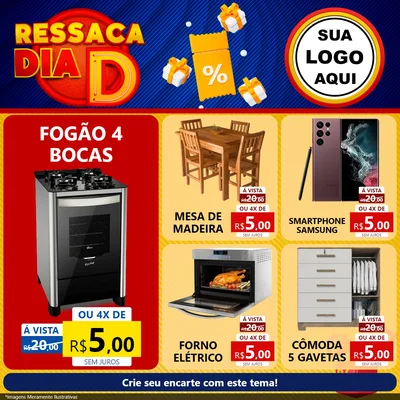 Modelo de Rede Social para Feed Facebook com o tema Ressaca Dia D para Móveis e Eletro