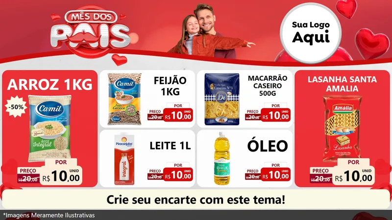 Modelo de TV para TV Horizontal com o tema Mês dos Pais para Supermercado