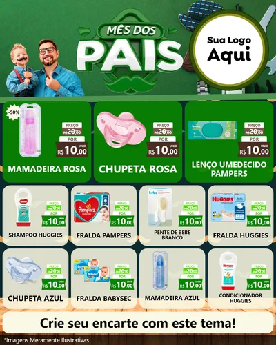 Modelo de Rede Social para Feed Instagram com o tema Mês dos Pais para Bebês