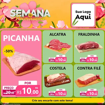 Modelo de Rede Social para Feed Facebook com o tema Semana da Primavera para Açougue