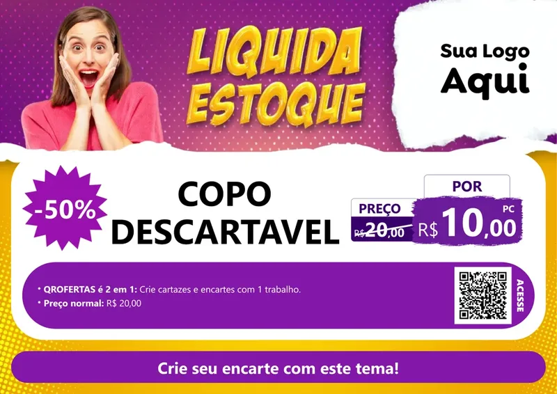 Modelo de Cartaz para Cartaz A4 Horizontal com o tema Liquida estoque para Embalagens